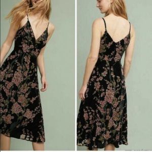Anthropologie Floral Burnout Slip Dress
